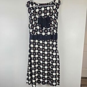 Anna‎ Scholz Women Dress Black/Beige Floral Sleeveless Round Neck Lined.D185